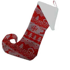 Outlet Elfensocke, Kaminsocke mit Norweger Muster Print, genäht zum befüllen Nikolausstiefel