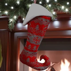 Outlet Elfensocke, Kaminsocke mit Norweger Muster Print, genäht zum befüllen Nikolausstiefel