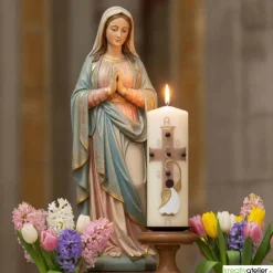 New Engel des Lichts – Christliche Osterkerze mit goldenen Engelsflügeln & Kreuz, hochwertige Echtwachskunst Osterkerzen