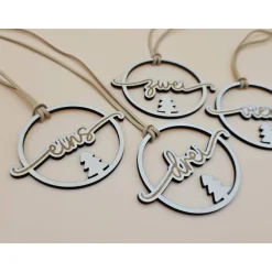 Clearance 4er Set Adventskranz Zahlen Holz Adventszahlen Zahlenanhänger Adventskranzanhänger Weihnachtsdeko skandinavisch Adventskranz Zahlen