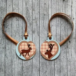 Accessoires|ZWEIFARBIG 2er Set Anhänger **Hirsche** von 3,2cm Glücksbringer Oktoberfest Schlüsselanhänger Geweih Herz