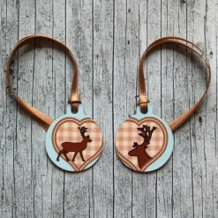Accessoires|ZWEIFARBIG 2er Set Anhänger **Hirsche** von 3,2cm Glücksbringer Oktoberfest Schlüsselanhänger Geweih Herz