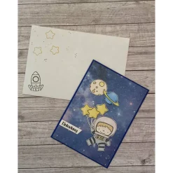 6er Set Einladungskarten zum Kindergeburtstag oder anderen Anlässen, „kleine Astronauten zur Feier“, Party, Handarbeit Kinder Einladungskarten