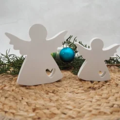 Weihnachtsdeko|Ommella 2er Set Engel in zwei Größen – Weihnachtsdeko & Engel aus Reliefgießpulver zum Hinstellen