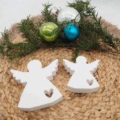 Weihnachtsdeko|Ommella 2er Set Engel in zwei Größen – Weihnachtsdeko & Engel aus Reliefgießpulver zum Hinstellen