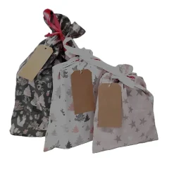Discount 3er Set Geschenkbeutel, Nikolaussäckchen, Weihnachtssäckchen in rosa und grau Säckchen & Beutel