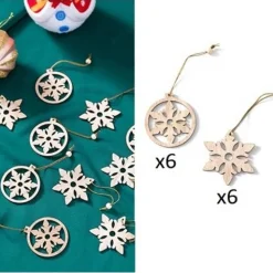 12er Set kleiner Baumschmuck Weihnachten Holzanhänger verschiedene Formen Weihnachtsdeko