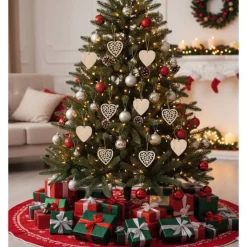 12er Set kleiner Baumschmuck Weihnachten Holzanhänger verschiedene Formen Weihnachtsdeko
