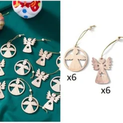 12er Set kleiner Baumschmuck Weihnachten Holzanhänger verschiedene Formen Weihnachtsdeko
