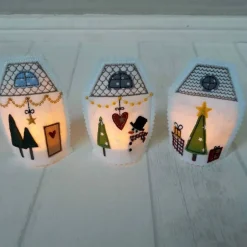 Online 3er Set LED Teelicht-Cover, süßes Weihnachtsdorf, stimmungsvolle Beleuchtung Kerzen & Beleuchtung