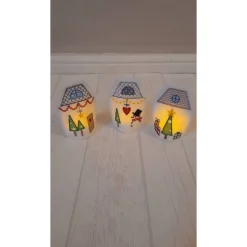 Online 3er Set LED Teelicht-Cover, süßes Weihnachtsdorf, stimmungsvolle Beleuchtung Kerzen & Beleuchtung