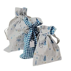 Säckchen & Beutel|Afrosteff 3er Set Nikolaussäckchen, Weihnachtssäckchen blau und weiß