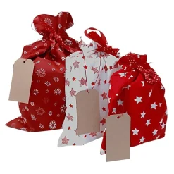 Outlet 3er Set Nikolaussäckchen, Weihnachtssäckchen rot und weiß Säckchen & Beutel