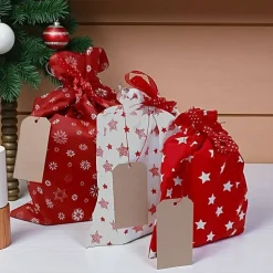 Outlet 3er Set Nikolaussäckchen, Weihnachtssäckchen rot und weiß Säckchen & Beutel