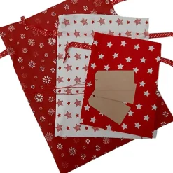 Outlet 3er Set Nikolaussäckchen, Weihnachtssäckchen rot und weiß Säckchen & Beutel