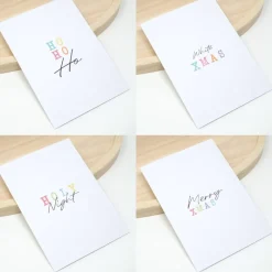 Best 4er Set schlichte Weihnachtskarten | Karte mit Briefumschlag | Pastellfarben Weihnachtskarten