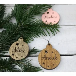3er SET Vintage WEIHNACHTSKUGELN aus Altholz mit Name PERSONALISIERT Weihnachtsbaum Geschenkanhänger Holz Weihnachten Christbaumkugel Stern Baumschmuck