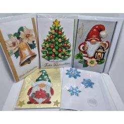 Weihnachtskarten|Tara24 5er Set Weihnachts Grußkarten Diamond Painting – B6 11,5 x 16,5 cm handgefertigt mit Umschlägen