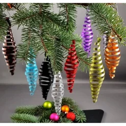 5er Set Zapfen Rot-, Pink-, Lilatöne, Christbaumschmuck Baumschmuck