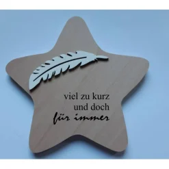 Online Erinnerung an ein Sternenkind, Geschenk für Sterneneltern, individuelle gestaltetes Trauergeschenk, Naturholz Stern Mutmacher