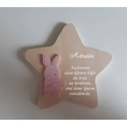 Sale Erinnerung an ein Sternenkind, Geschenk für Sterneneltern, individuelle gestaltetes Trauergeschenk, Naturholz Stern Mutmacher