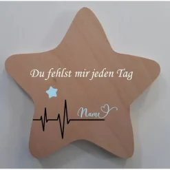 Best Erinnerung an ein Sternenkind, Geschenk für Sterneneltern, individuelle gestaltetes Trauergeschenk, Naturholz Stern Mutmacher