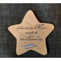 Online Erinnerung an Sternenkind, Geschenk für Sterneneltern, Stern aus Holz mit Welle, Anstatt Trauerkarte, Tod Trauer Mutmacher