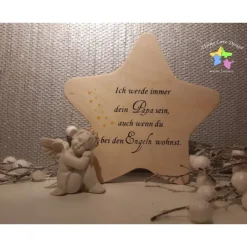 Best Erinnerung an Sternenkind, Verstorbene, Geschenk für Angehörige, Stern aus Holz für Mama Papa Oma Opa, Anstatt Trauerka Mutmacher