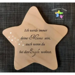 Best Erinnerung an Sternenkind, Verstorbene, Geschenk für Angehörige, Stern aus Holz für Mama Papa Oma Opa, Anstatt Trauerka Mutmacher