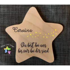 Outlet Erinnerung an Sternenkind, Verstorbene, Geschenk für Angehörige, Stern aus Holz, Anstatt Trauerkarte Mutmacher