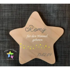 Clearance Erinnerung an Sternenkind, Verstorbene, Geschenk für Angehörige, Stern aus Holz für Mama Papa Oma Opa, Anstatt Trauerka Mutmacher