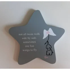 Clearance Erinnerung an Zwillinge Sternenkind / Erdenkind | personalisierbar | Geschenk für Sterneneltern , Stern aus Holz grau la Mutmacher