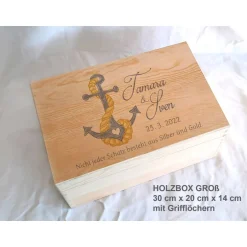 Geschenke|Das Moment Erinnerungsbox aus Holz Hochzeit Anker