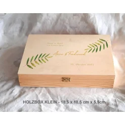 Geschenke|Das Moment Erinnerungsbox Greenery Hochzeit Familie Freunde Farn aus Holz
