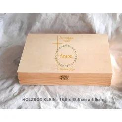 Best Erinnerungsbox Taufe Baby Kreuz Greenery fein aus Holz Geschenke