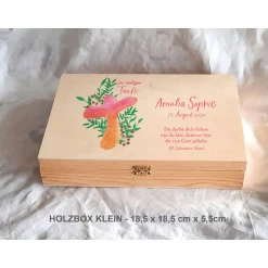 Sale Erinnerungsbox Taufe Baby Aquarell Kreuz Greenery aus Holz Geschenke