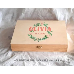 Sale Erinnerungsbox Taufe Symbole Baby Aquarell Kranz Greenery aus Holz Geschenke