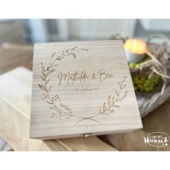 Best Erinnerungskiste zur Hochzeit | Personalisierte Erinnerungsbox | Holzkiste mit Gravur | Geschenk zur Hochzeit Geldgeschenke