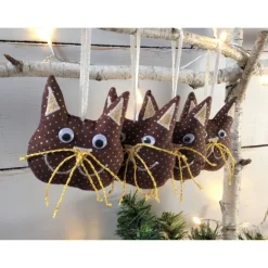 Baumschmuck|Das Meisterstückle 4er-Set Katzen Weihnachtsdeko braun gold