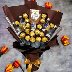 Best Essbarer Blumenstrauß - Absolut Vodka - Ferrero Rocher - Merci Geschenke