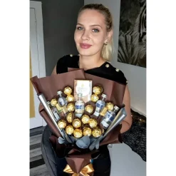 Best Essbarer Blumenstrauß - Absolut Vodka - Ferrero Rocher - Merci Geschenke