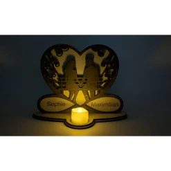 Outlet Ewige Verbundenheit: Personalisiertes Holz-Windlicht mit Herz & Namensgravur Valentinstagsgeschenke