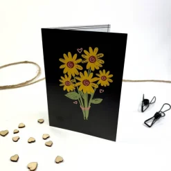 Hot Faltkarte mit Blumen DIN A6 Grußkarte faltbar neutrale Geschenkkarte ohne Aufschrift für jeden Anlass Kinder Danksagungskarten