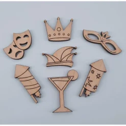 Deko|Hölzchenfee Fasching Karneval Halloween Streudeko 34-Teile Holz zum Basteln Verzieren Gestalten und Dekorieren DIY