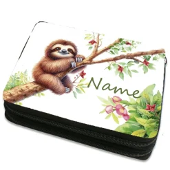 Sale Faultier Federmäppchen inkl. Inhalt mit Name / personalisierbar Kinder Federmäppchen