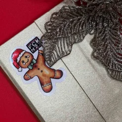Sticker & Aufkleber|Sabrina Wohlfeil Artist FCK NZS Lebkuchenmann Vinylsticker – Weihnachtsaufkleber aus weißem Vinyl | handgemacht