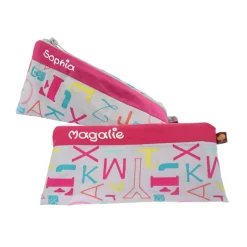 Online Federmäppchen Buchstaben pink mit Namen personalisiert Mäppchen Schulmäppchen Schlamperle Brillenetui Schlampermäppchen Kinder Federmäppchen