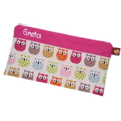 Online Federmäppchen Eulenfamilie pink mit Namen personalisiert Mäppchen Schulmäppchen Brillenetui Schlampermäppchen Etui Kinder Federmäppchen