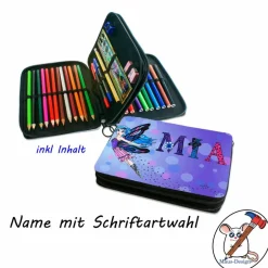 Best Federmäppchen inkl. Inhalt Motiv Fee mit Name / personalisierbar / Seifenblasen Kinder Federmäppchen