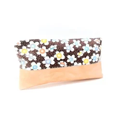Discount Federmäppchen, Kosmetiktasche braun geblümt Kinder Federmäppchen